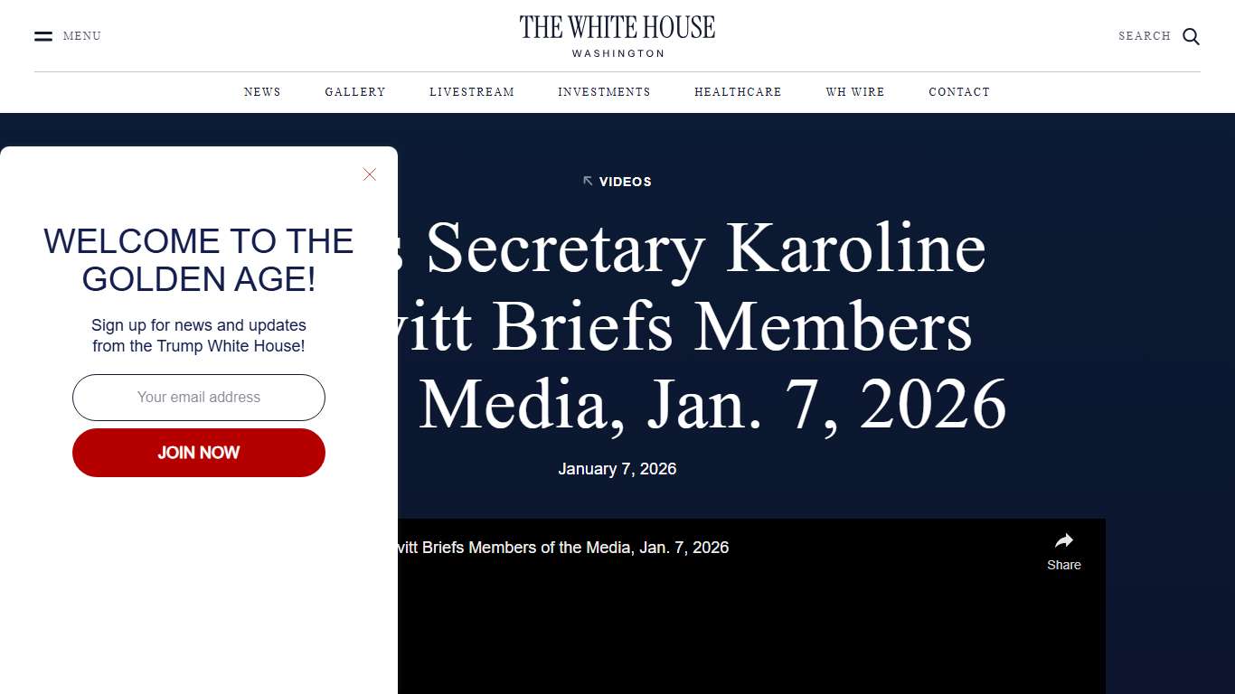 Press Secretary Karoline Leavitt Briefs Members of the Media, Jan. 7, 2026 – The White House